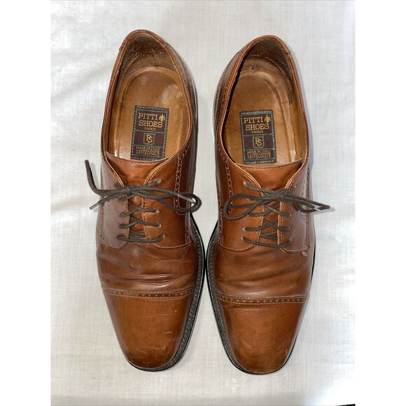 Pitti Shoes Firenze Italy Captoe Dress Shoes Mens Sz 9.5 M Brown Leather Oxfords main image 12